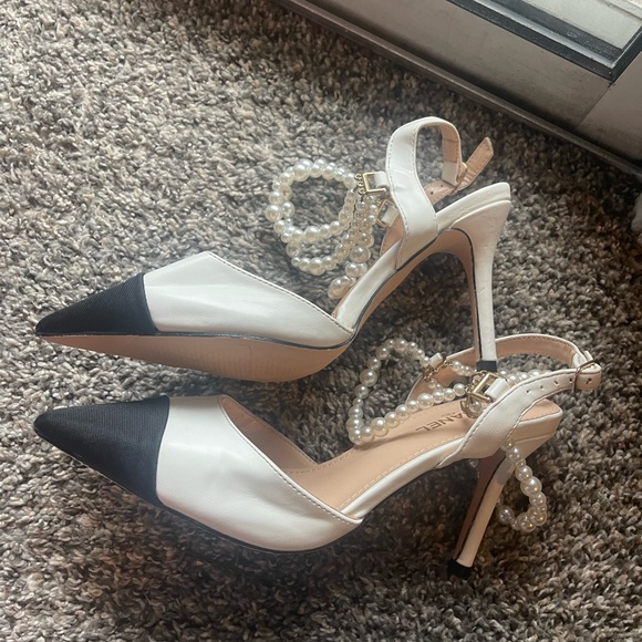 Chanel slingback pearl vintage heels size 6 - Picture 6 of 14